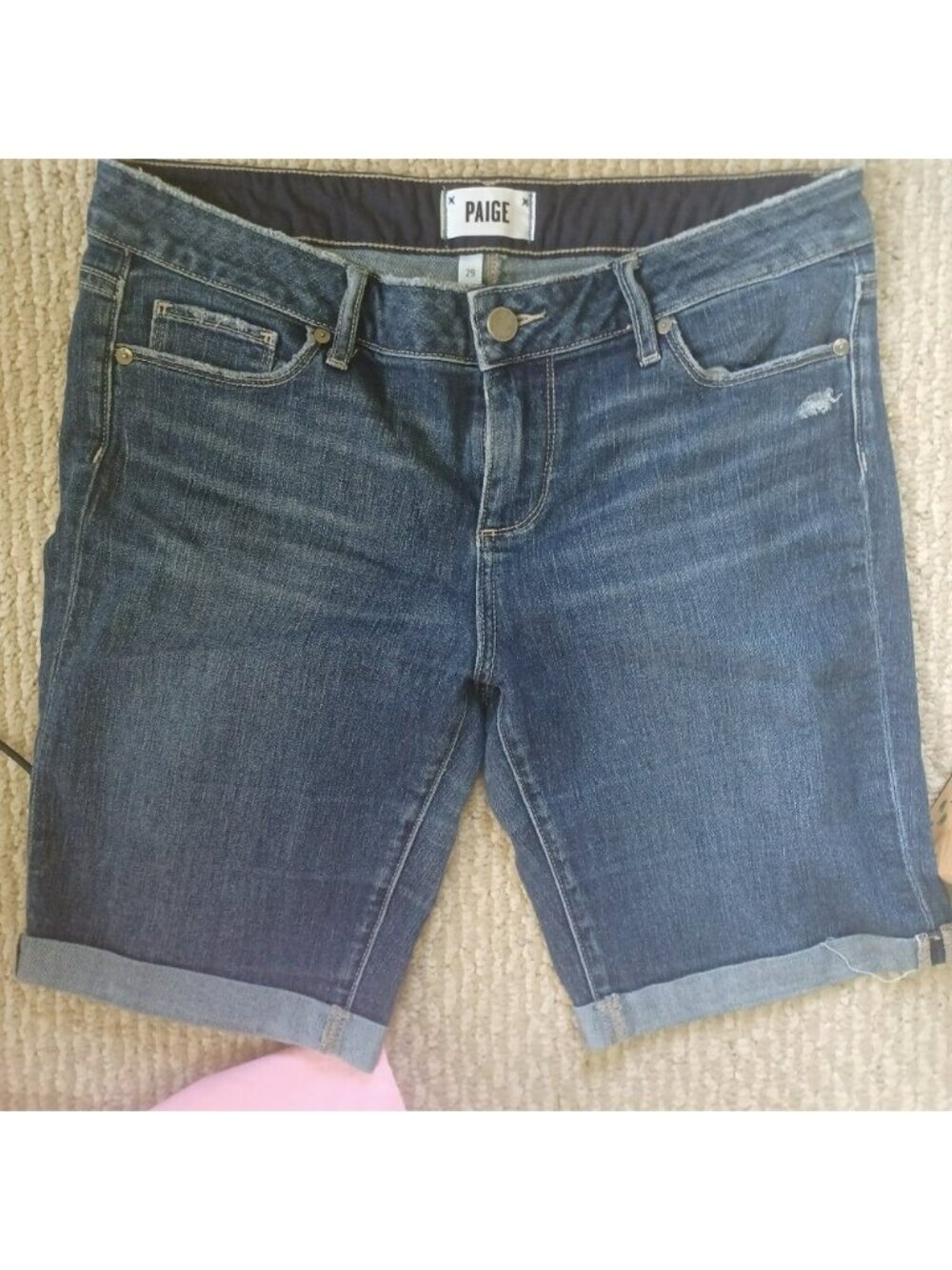 PAIGE anthropologie JAX KNEE‎ SHORT Women’s Low Rise STRETCH Denim Shorts 29